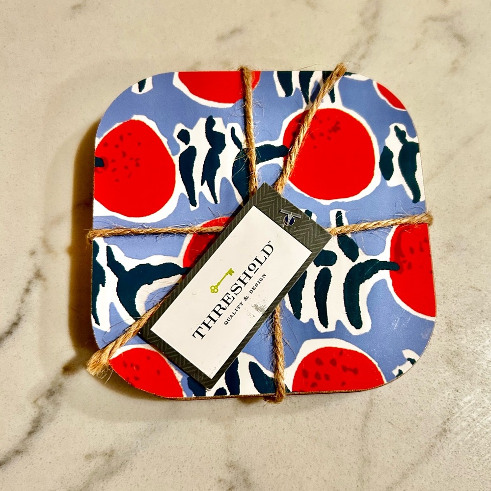 Threshold Blue and Red Coasters - set of 4